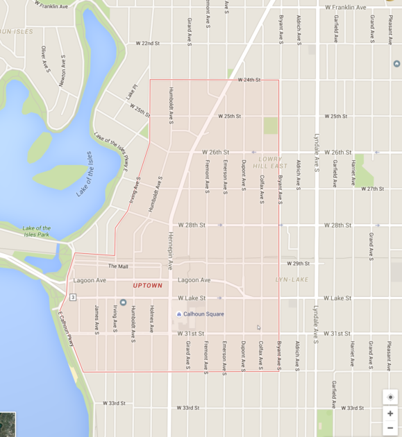 Map of Uptown in Google Maps